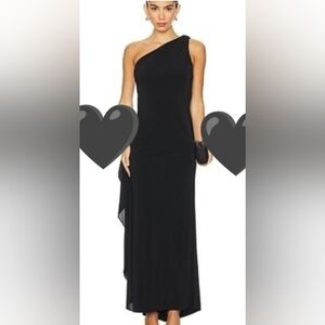 Halston Heritage Black One-Shoulder Dress